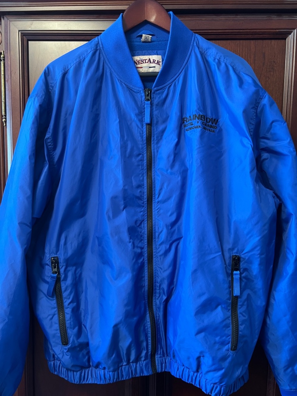 WestArk Rainbow 🌈 Hotel Casino Nevada Royal Blue Lightweight Nylon Bomber Jacket